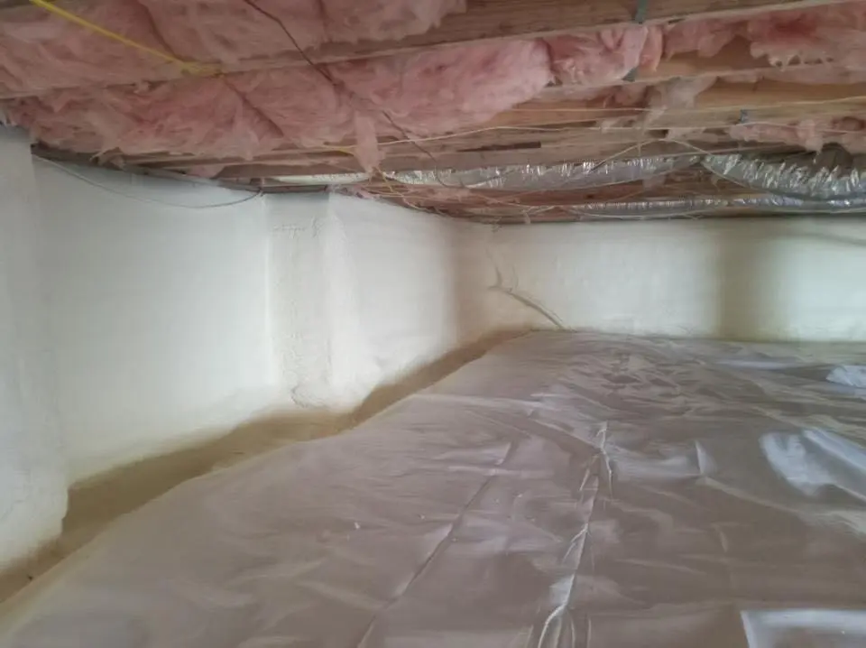 Crawl space encapsulation with closed-cell spray foam for Storm Damage Roof Repair in Foley